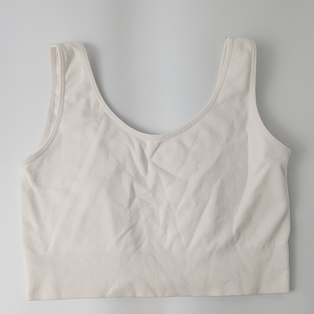 White compression sports bra for surgery recovery